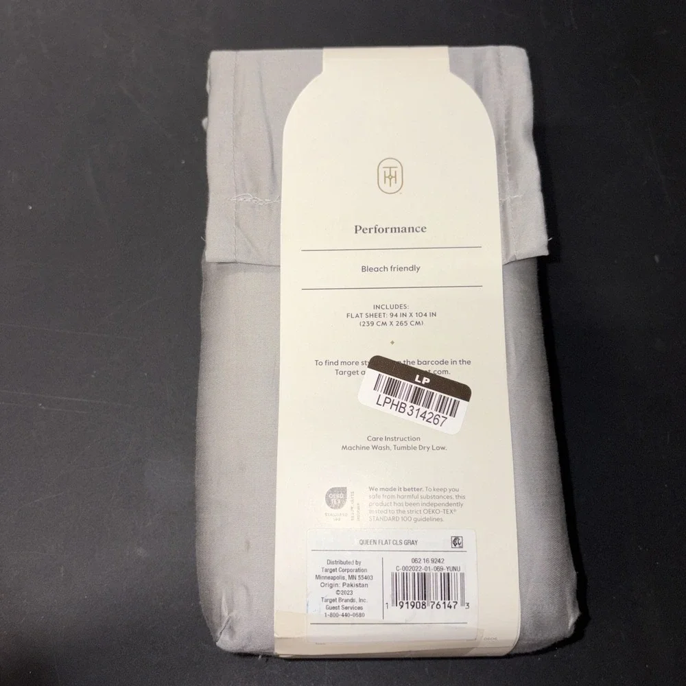 Queen 400 Thread Count Performance Flat Sheet Gray - Threshold: Cotton 28339